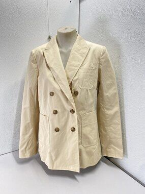 Tory Burch Women’s Polished Poplin Double-Breasted Jacket Size 12 Palestone